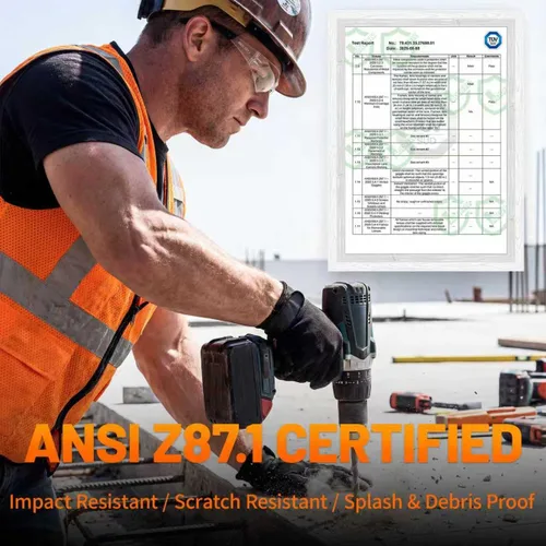 Miniatura 4 de Gafas de seguridad transparentes a granel de 100, lentes resistentes a impactos ANSI Z87.1, protección ocular para laboratorio, construcción 40