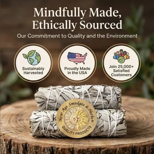Miniatura 6 de (Paquete de 3) - New Age Smudges & Herbs - Incienso Premium de Salvia Blanca de California de 4 Pulgadas de Largo. Incienso para Limpieza del Hogar
