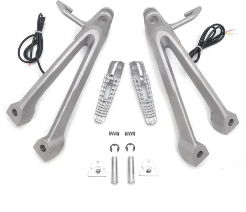 Miniatura 8 de HongK - Soporte de clavijas de pie de pasajero trasero plateado con luz de señal LED compatible con Suzuki Gsxr600 Gsxr750 2006 2007