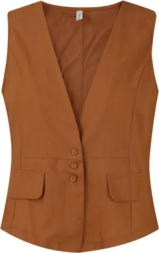 Miniatura 51 de COTECRAM Chaleco de lino de algodón para mujer, casual, sin mangas, con botones, ligero, para verano, holgado, ropa de abrigo