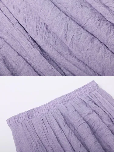 Miniatura 4 de OCHENTA Falda larga de lino y algodón bohemio para mujeres y niñas para vacaciones de verano en la playa
