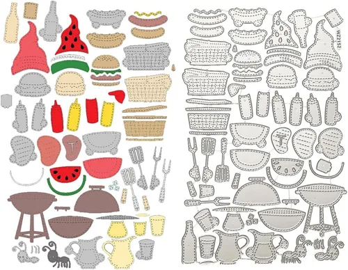 Miniatura 11 de Troqueles de corte para barbacoa, parrilla, calabaza, gnomo, cabina, accesorios troquelados para bricolaje, Día del Padre y Halloween, para hacer