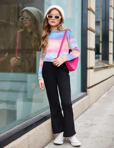 Miniatura 4 de Arshiner - Sudadera corta con capucha y manga larga con teñido batik para niñas