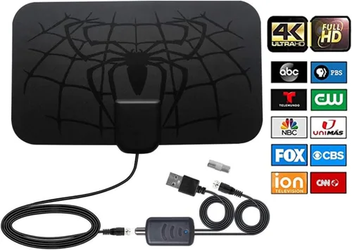 Antena de TV digital HD mejorada 2025 para interiores para Smart TV, amplificador de largo alcance de más de 980 millas, amplificador de señal de TV