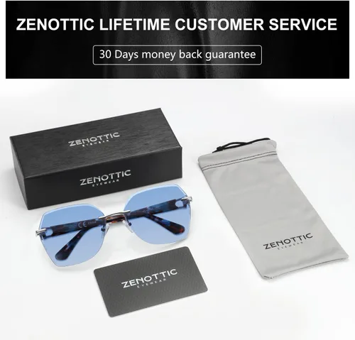 Miniatura 24 de ZENOTTIC Lentes de sol sin montura de gran tamaño para mujer, diseño geométrico de corte de diamante, lentes degradados, protección UV, tonos de moda