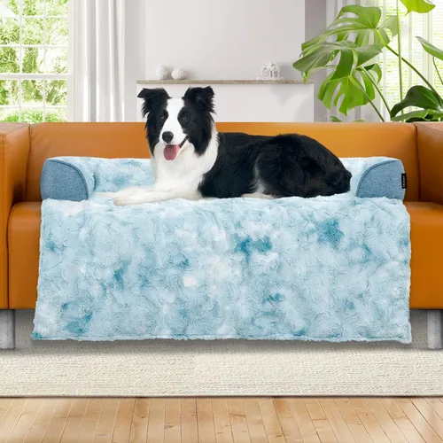 Miniatura 11 de Cama calmante para perros grande para sofá, funda de sofá extraíble de 41 x 37 pulgadas para perros, lavable, antideslizante y esponjosa de felpa