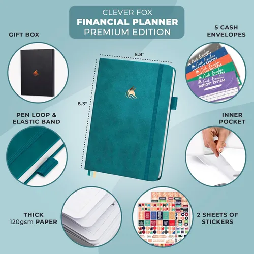 Miniatura 2 de Clever Fox Planificador de presupuesto edición premium, cuaderno de seguimiento de gastos + 5 sobres de efectivo, organizador de presupuesto; libro