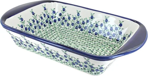 Miniatura 9 de Blue Rose Polish Pottery - Panadero rectangular grande con asas de tulipán azul, 11.5 x 9.25 pulgadas, único, apto para lavavajillas y duradero
