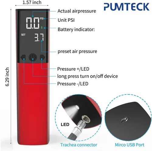 Miniatura 2 de Pumteck Electric Ball Pump, Smart Air Pump Portable Fast Ball Inflation with Precise Pressure Gauge and Digital LCD Display for Football Basketball