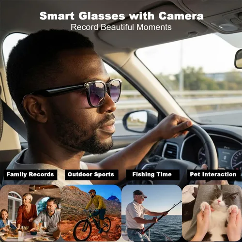 Miniatura 14 de Lentes inteligentes AI con cámara, gafas de cámara Bluetooth HD de 8 MP, gafas de sol de grabación de video 1080P para mujeres y hombres, traducción