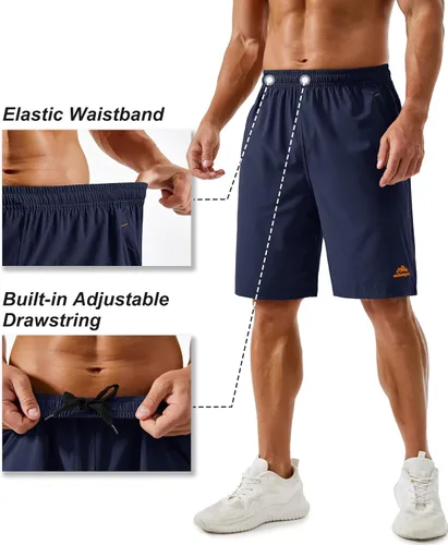 Miniatura 60 de TACVASEN Pantalones cortos deportivos para correr para hombre, 9 pulgadas, de secado rápido, pantalones cortos ligeros de verano, 3 bolsillos