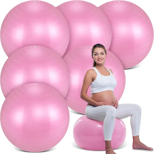 Miniatura 10 de Hungdao Paquete de 6 pelotas de ejercicio inflables a granel para embarazo y entrenamiento, pelota de pilates de 22 pulgadas para yoga