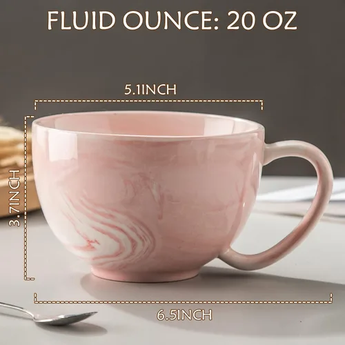 Miniatura 5 de Yundu Tazas de café Mr and Mrs de 20 onzas, regalos de boda, regalos de compromiso para parejas, regalo de novia, taza de café de mármol de Rosado