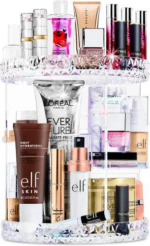 Sorbus Organizador de maquillaje giratorio de 360º, organizador de cosméticos giratorios, estantes ajustables para maquillaje, perfumes y artículos