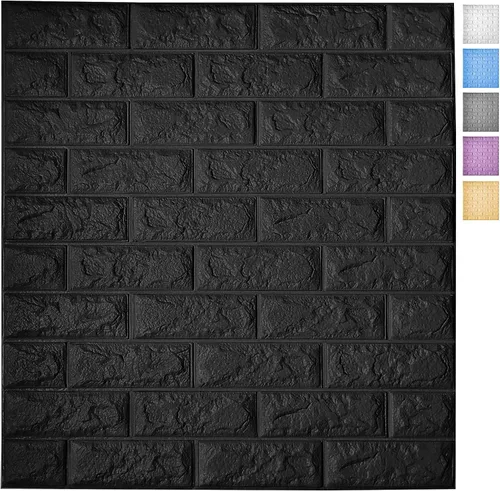 Miniatura 19 de Art3d Paquete de 10 - 52.5 pies cuadrados Paneles de pared 3D de ladrillo falso para despegar y pegar en marrón rojizo, papel tapiz de espuma