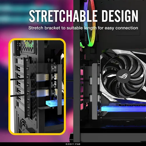 Miniatura 5 de EZDIY-FAB Soporte de montaje vertical PCIe 4.0 GPU Soporte de tarjeta gráfica con módulo LED ARGB de 5 V y 3 pines, kit de soporte para tarjeta
