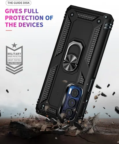 Miniatura 6 de Funda para Moto Edge 2021, con protector de pantalla, [grado militar] 16 pies, cubierta probada contra caídas con soporte magnético para Moto Edge
