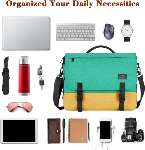 Miniatura 33 de MATEIN Bolsa tipo mensajero para hombres, mochila escolar para adolescentes, ligera de 17.3 pulgadas, maletín para laptop grande, bolsa cruzada