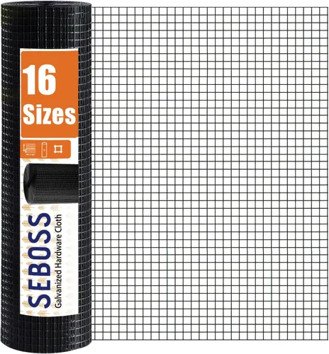 SEBOSS Tela Metálica Negra de 1/2 pulgada 24 x 50 pies Calibre 19, Rollo de Malla de Alambre con Revestimiento de PVC Malla de Alambre para Pollos