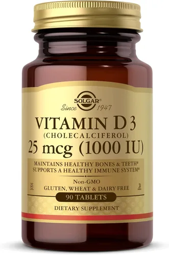 Solgar, Vitamina D3 (colecalciferol) 1000 Iu comprimidos, 90 unidades