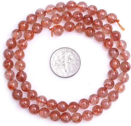 Miniatura 3 de Cuentas de piedras preciosas semipreciosas redondas de cuarzo cereza de grado AAA para fabricación de joyas de 15 pulgadas (0.276 in)