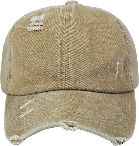 Miniatura 3 de Muryobao Gorra de béisbol ajustable de algodón desgastado para mujer, diseño de cola de caballo y moño desordenado