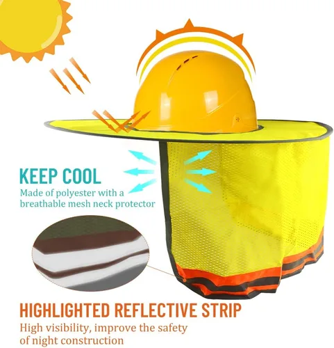 Miniatura 3 de WMYCONGCONG Protector solar de ala completa, visera de malla para el cuello, con tira reflectante para construcción al aire libre, accesorios