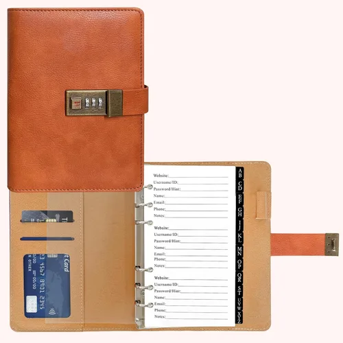 Miniatura 11 de BTSFTOGET Refillable Password Book Binder with Alphabetical Tabs and Lock, 576 Passwords Large Print, 316 Pages Password Keeper for Computer &