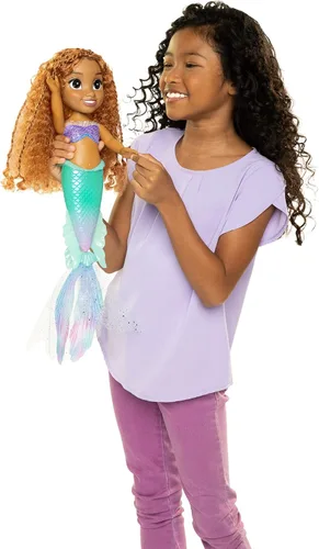 Miniatura 3 de The Little Mermaid Disney Little Mermaid Movie - Impresionante muñeca Ariel de 15 pulgadas con cola iridiscente nacarada y aletas de tela brillante