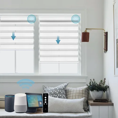 Miniatura 22 de SmartWings - Persianas motorizadas de cebra con control remoto, persianas de filtrado de luz inteligentes y semitransparentes para ventanas
