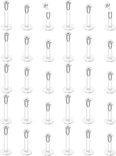 Miniatura 5 de 16G 18G 20G Pendientes de plástico transparentes, tachuelas de nariz, retenedor de piercing para cirugía, deporte, trabajo, labio, labret, Medusa