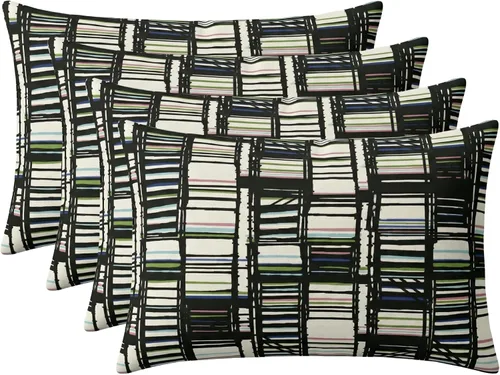 RSH DECOR: Sunbrella - Juego de 4 almohadas lumbares, 20 x 12 pulgadas, tela de rendimiento resistente al agua y a la decoloración, fundas de