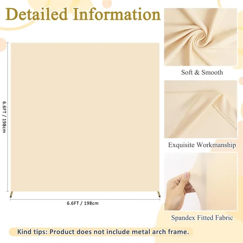 Miniatura 2 de FOTSHARER Cubierta de arco de color beige cuadrada de 6.6 x 6.6 pies, fundas de arco de globos de elastano, telón de fondo elástico para baby