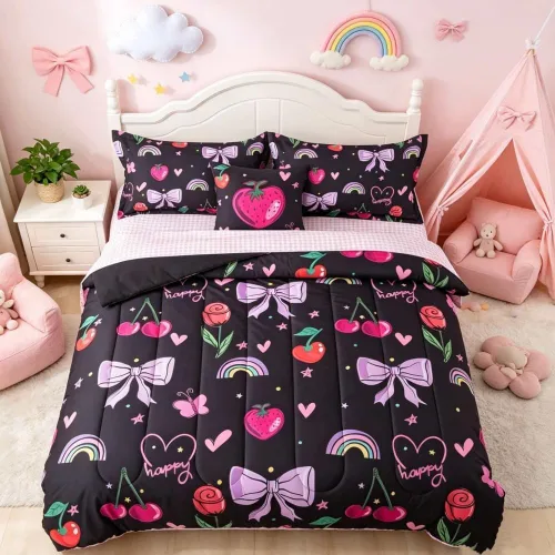 Miniatura 13 de lishjekee Juego de edredón de 6 piezas con diseño de animales de la selva para niños, juego de ropa de cama en una bolsa para niños y niñas
