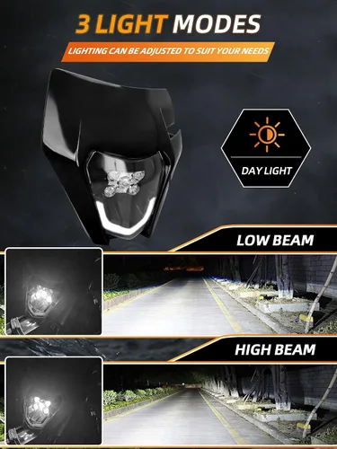 Miniatura 5 de JFG RACING - Kit de faro delantero LED universal para la mayoría de motocicletas, motocross, enduros, minimotos, supermotos CR CRF XR YZ YZF XC XCF
