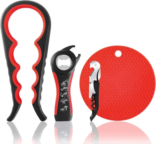 Miniatura 7 de Bloss Abridor de Frascos Abridor de Botellas Agarre de Frascos para Manos Débiles, Personas Mayores con Artritis y Niños, 4 en 1 Herramienta
