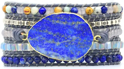 Miniatura 112 de ZOSOJONA - Pulseras bohemias hechas a mano de piedra natural, que dan vuelta, con cuentas de cristal de turquesa
