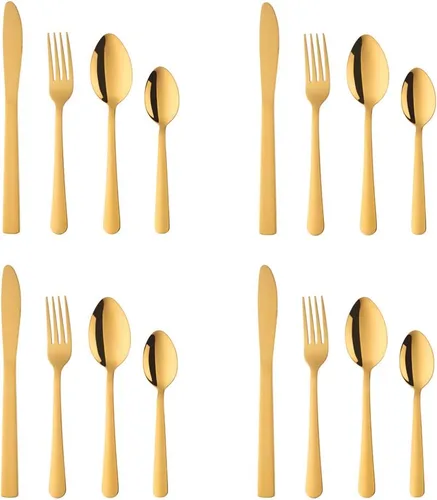 Miniatura 31 de BuyGo - Juego de cubiertos de acero inoxidable de 32 piezas, juego de 8 cubiertos, incluye cuchillo, tenedor, cuchara, cuchara de té para 8 personas