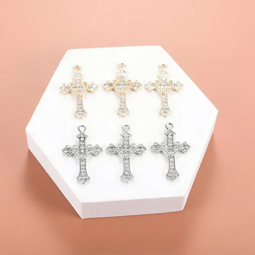 Miniatura 4 de 40 piezas de diamantes de imitación de aleación de cruz religiosa Virgen religiosa Nuestra Señora de Guadalupe María Rosario abalorios para hacer