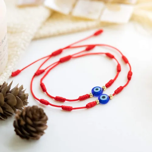 Miniatura 3 de PPJew Pulsera de 7 nudos contra el mal de ojo rojo, pulseras de protección para mamá y mí, juego de pulsera a juego de amuleto para mujeres y niñas