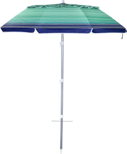 Miniatura 24 de Sombrilla de playa al aire libre de 6.5 pies con anclaje de arena, inclinación y protección solar UV50+, ligera y portátil, perfecta para playa