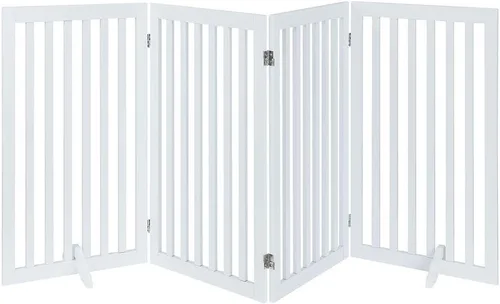 Miniatura 41 de unipaws Puerta para mascotas de pie libre de 24 pulgadas de alto para perros y gatos, puertas de madera para puerta, escaleras, valla plegable