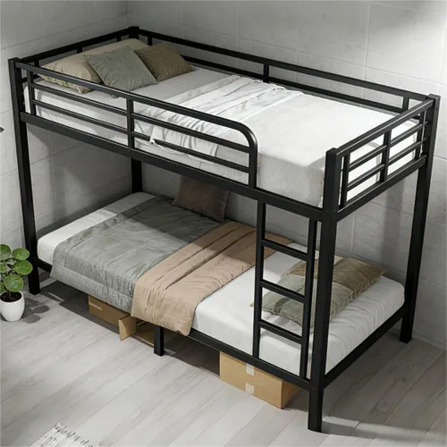 Miniatura 27 de Bellemave Litera individual sobre individual con escalera y barandillas de longitud completa, marco de cama de metal resistente con listones Negro