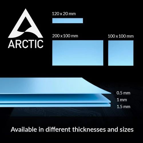 Miniatura 6 de ARCTIC TP-3: Almohadilla térmica de rendimiento premium, 7.874 x 3.937 x 0.059 in (apilable hasta 0.079 in sin pérdida de rendimiento), 2 piezas