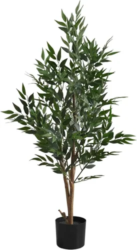 Monarch Specialties I 9520 Planta artificial, 47 pulgadas de alto, árbol de acacia, interior, falso, falso, suelo, vegetación, maceta, seda,