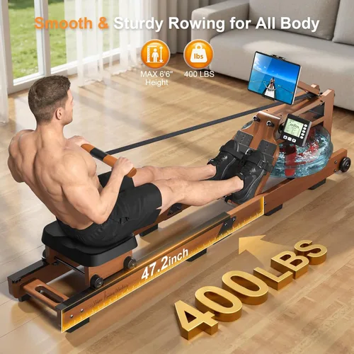 Miniatura 5 de 2026update Magnetic Rowing Machines for Home,Rower Machine with 16 Levels,Powerful Silent Magnetic Resistance,350lbs Weight Capacity,LCD Madera