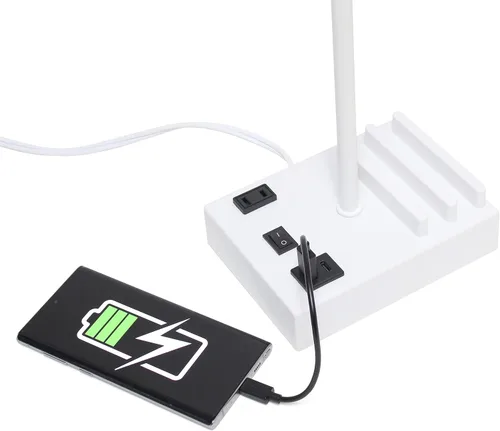 Miniatura 6 de Simple Designs LT1110-WOW - Lámpara de escritorio rectangular moderna de 15.3 pulgadas de alto con 2 puertos USB y salida de carga con pantalla