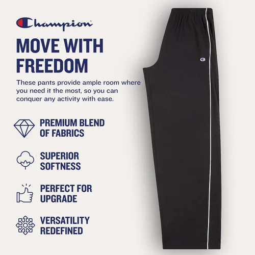 Miniatura 5 de Champion Mens Big and Tall Open Bottom Lounge Pants, Lightweight Jersey Sweatpants
