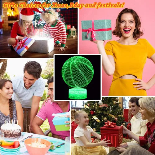 Miniatura 7 de Luz nocturna de baloncesto, lámpara de ilusión LED 3D con control remoto y cable USB, luces intercambiables de 16 colores, el mejor regalo