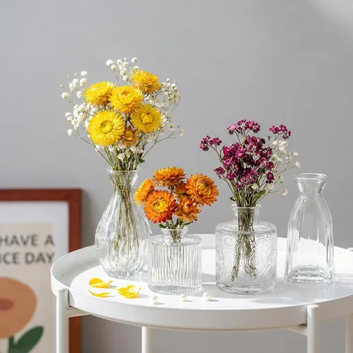 Miniatura 9 de Juego de 4 jarrones de cristal, 4 tamaños de florero pequeño para decoración de mesa de fiesta o hogar